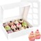 12-Pc White Cupcake Boxes – Window & Inserts, Disposable, 13x10x4in